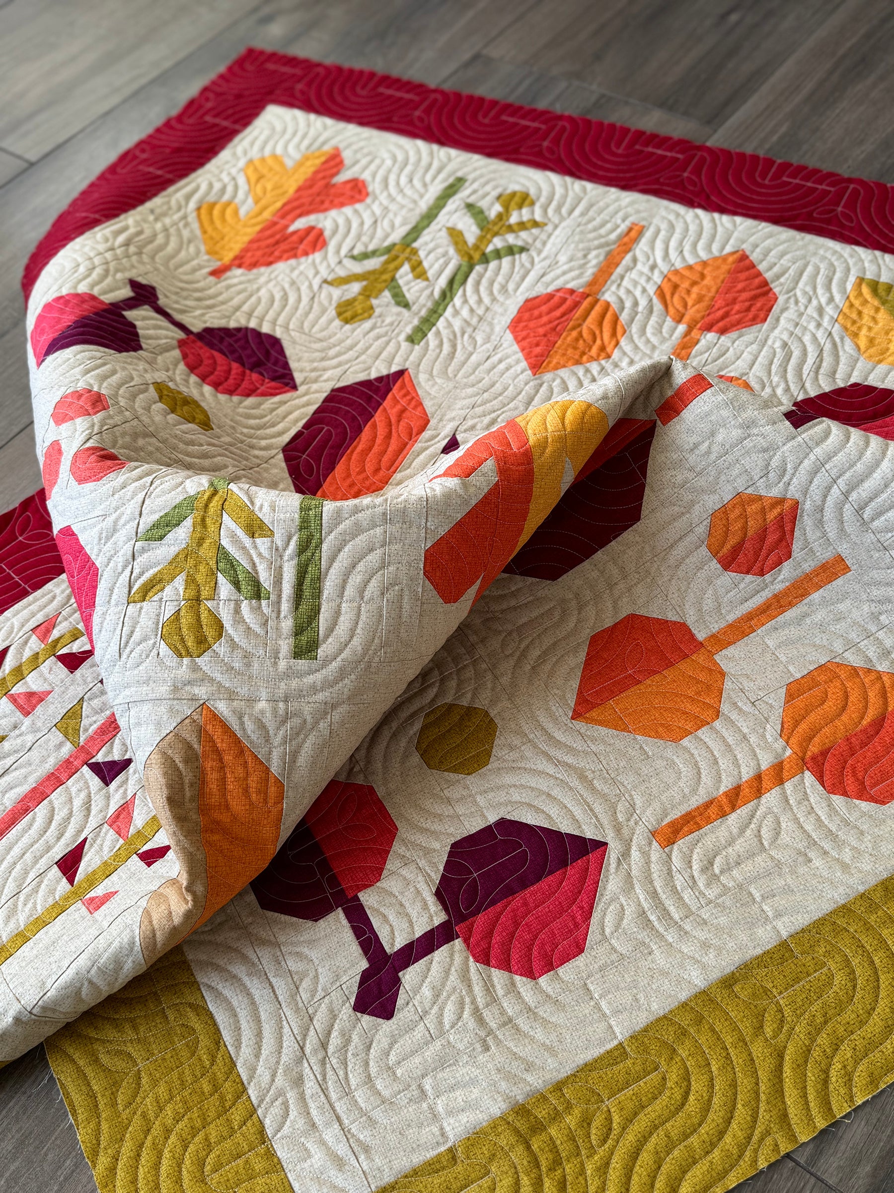 A Quilt Kit of Leaf Press - Washed Linen w/ 2 color border - Image 2