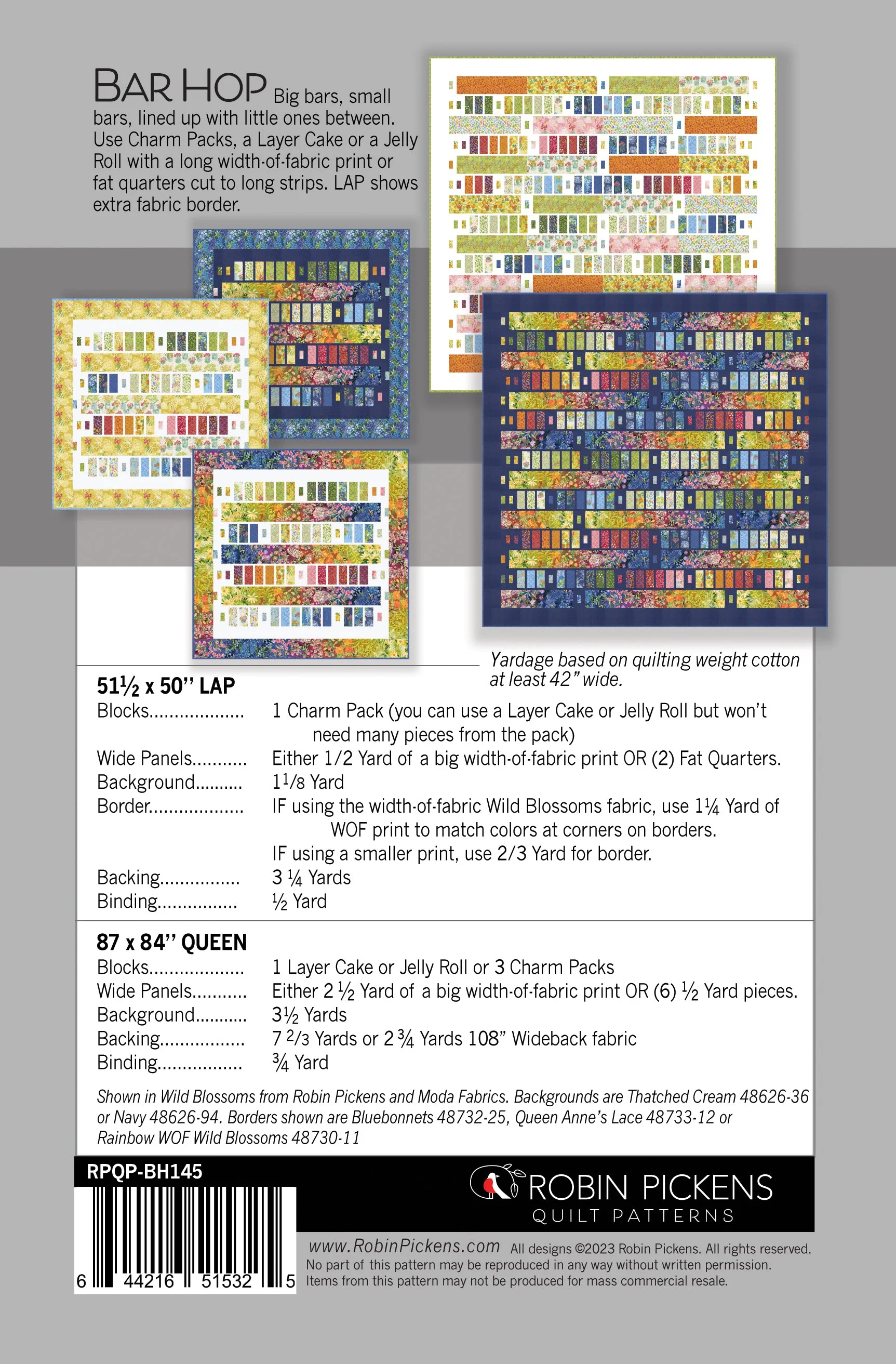 BAR HOP Quilt Pattern PDF (digital download) by Robin Pickens in Lap, Queen sizes - Image 2