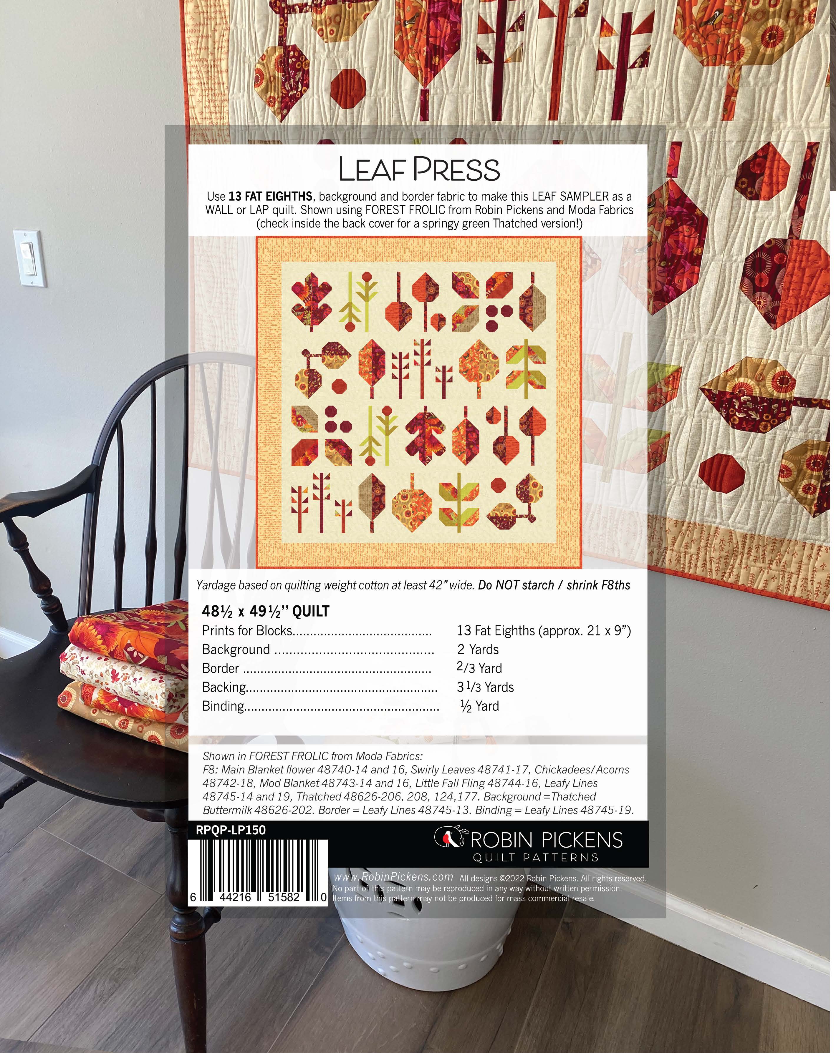 LEAF PRESS Quilt Sampler - Printed pattern - Fat Eighth-friendly - Image 2