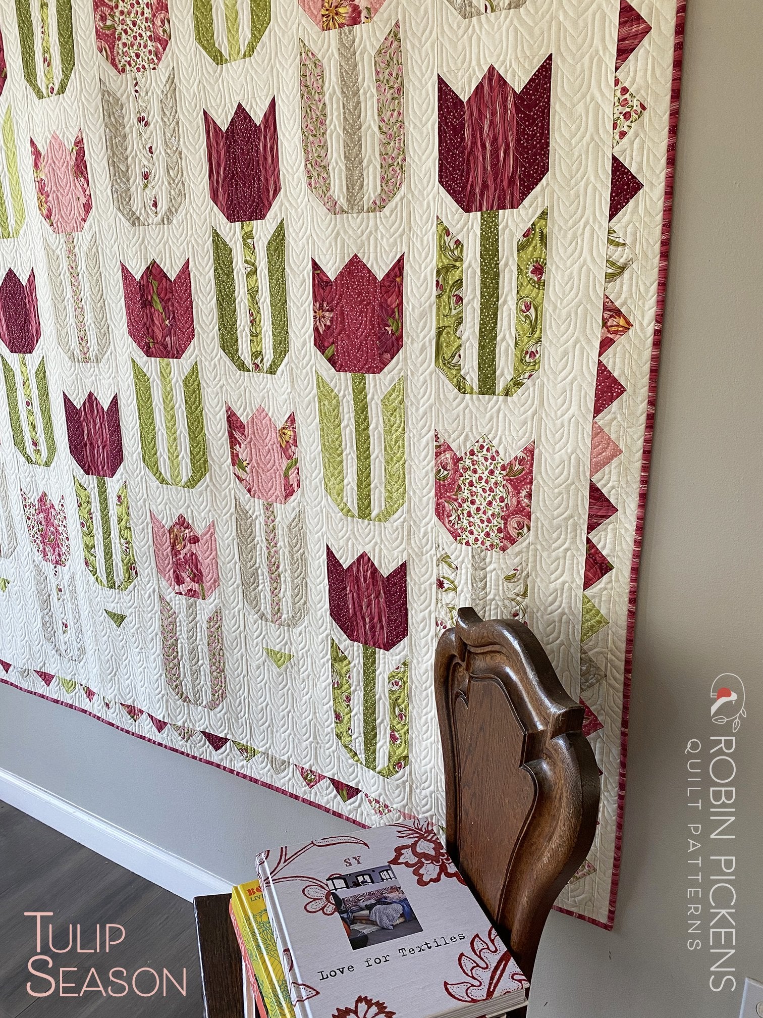 TULIP SEASON printed quilt pattern booklet, Robin Pickens, Lap/Wall or Large - Image 6