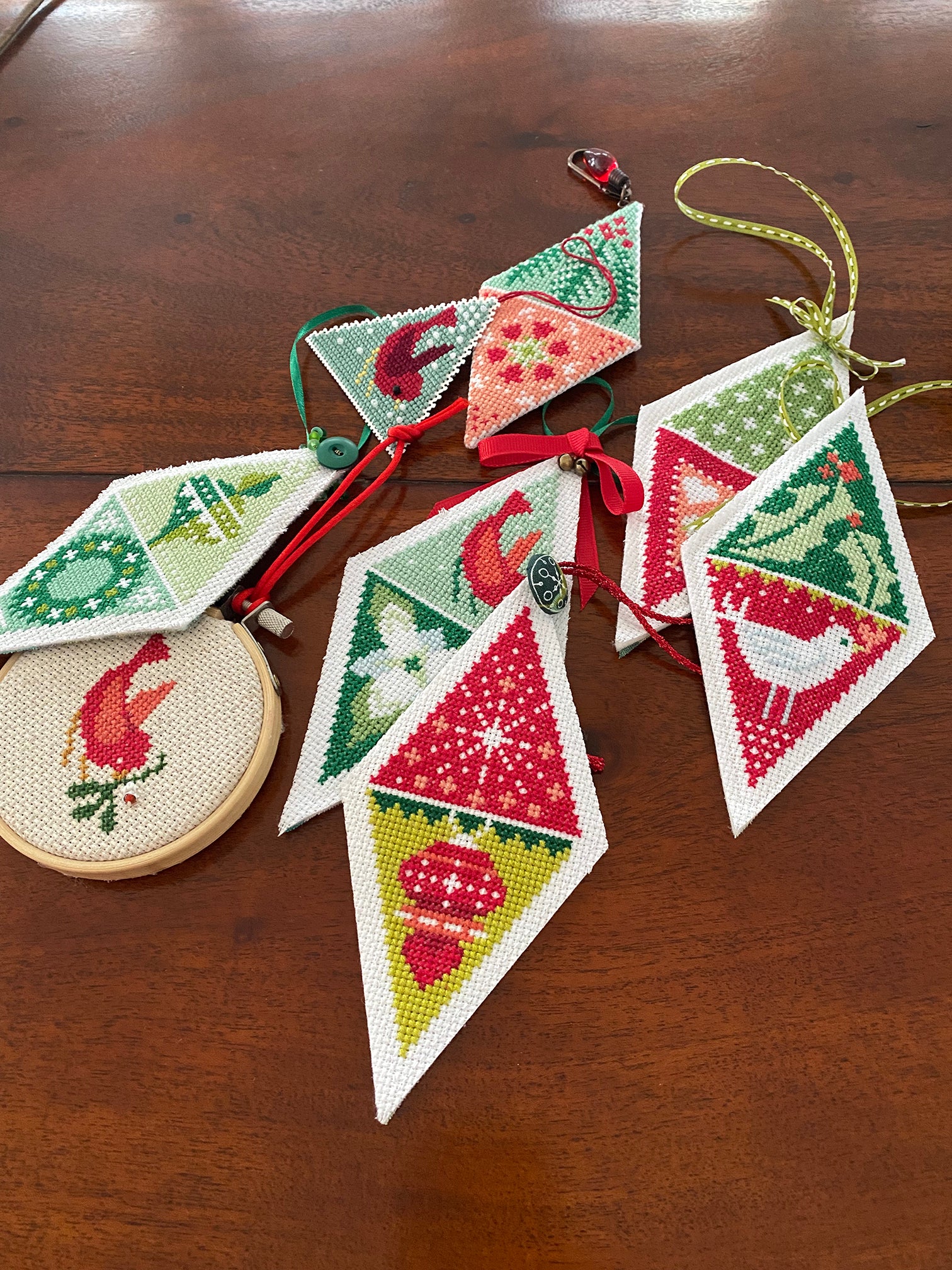 Winterly Twosome Triangle Ornaments Cross Stitch PDF Pattern - Image 4