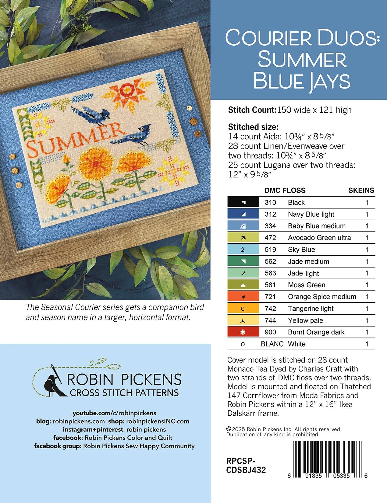Courier Duos: Summer Blue Jays printed pattern - Image 2