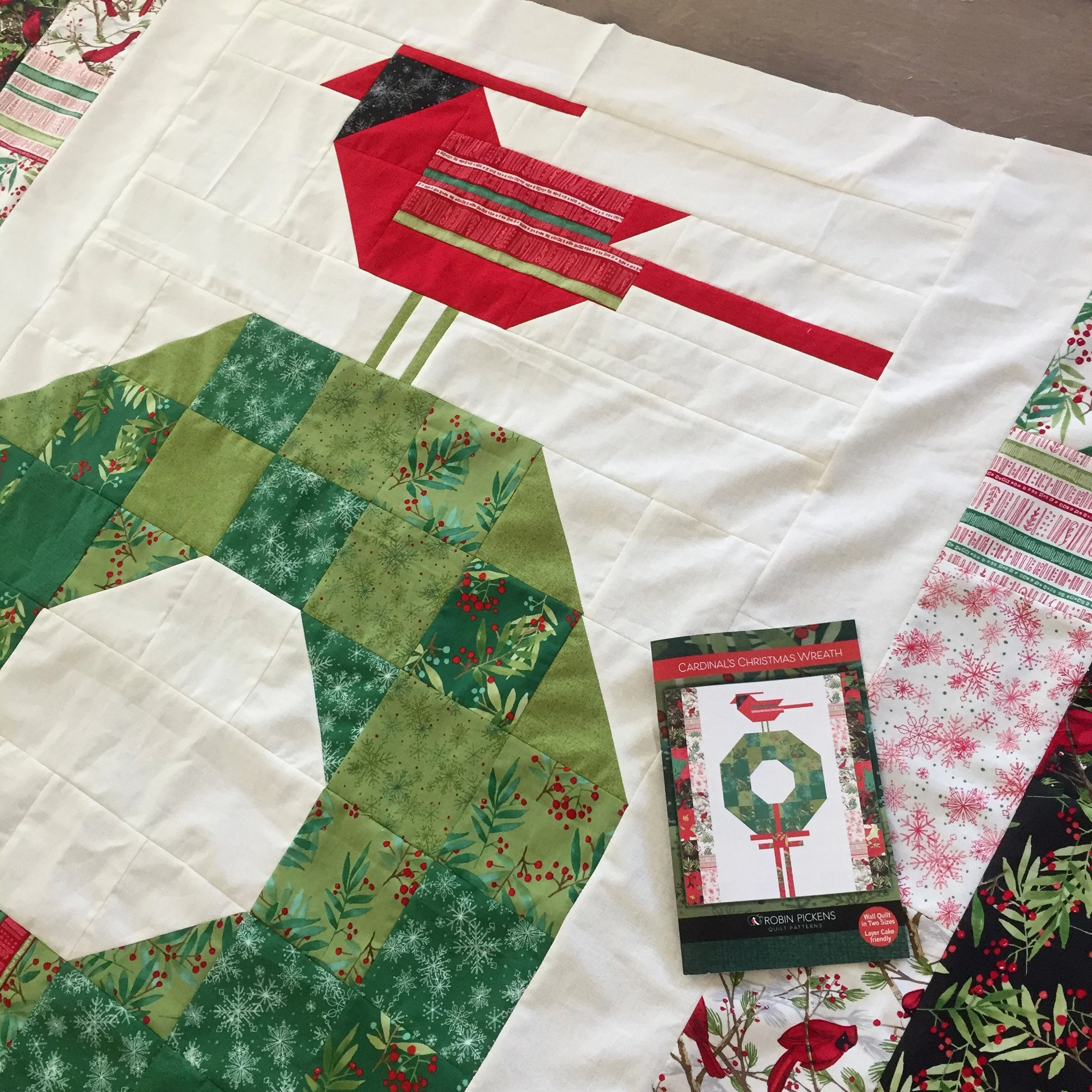 CARDINALS CHRISTMAS WREATH Digital Pdf Quilt Pattern in Large/Medium/Wall Sizes by Robin Pickens- Layer Cake friendly - Image 5