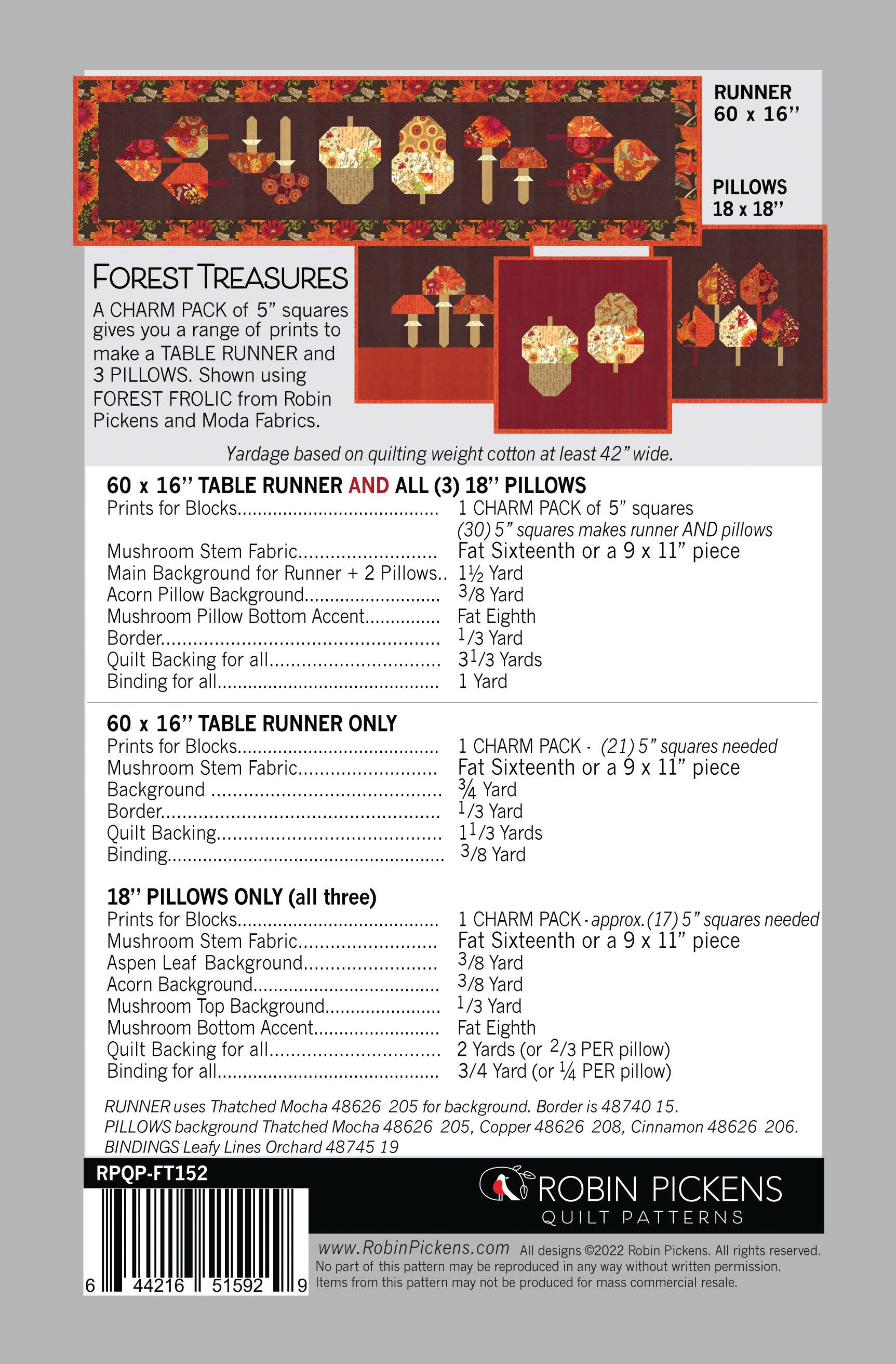 Forest Treasures Table Runner and Pillow Printed pattern - Image 2