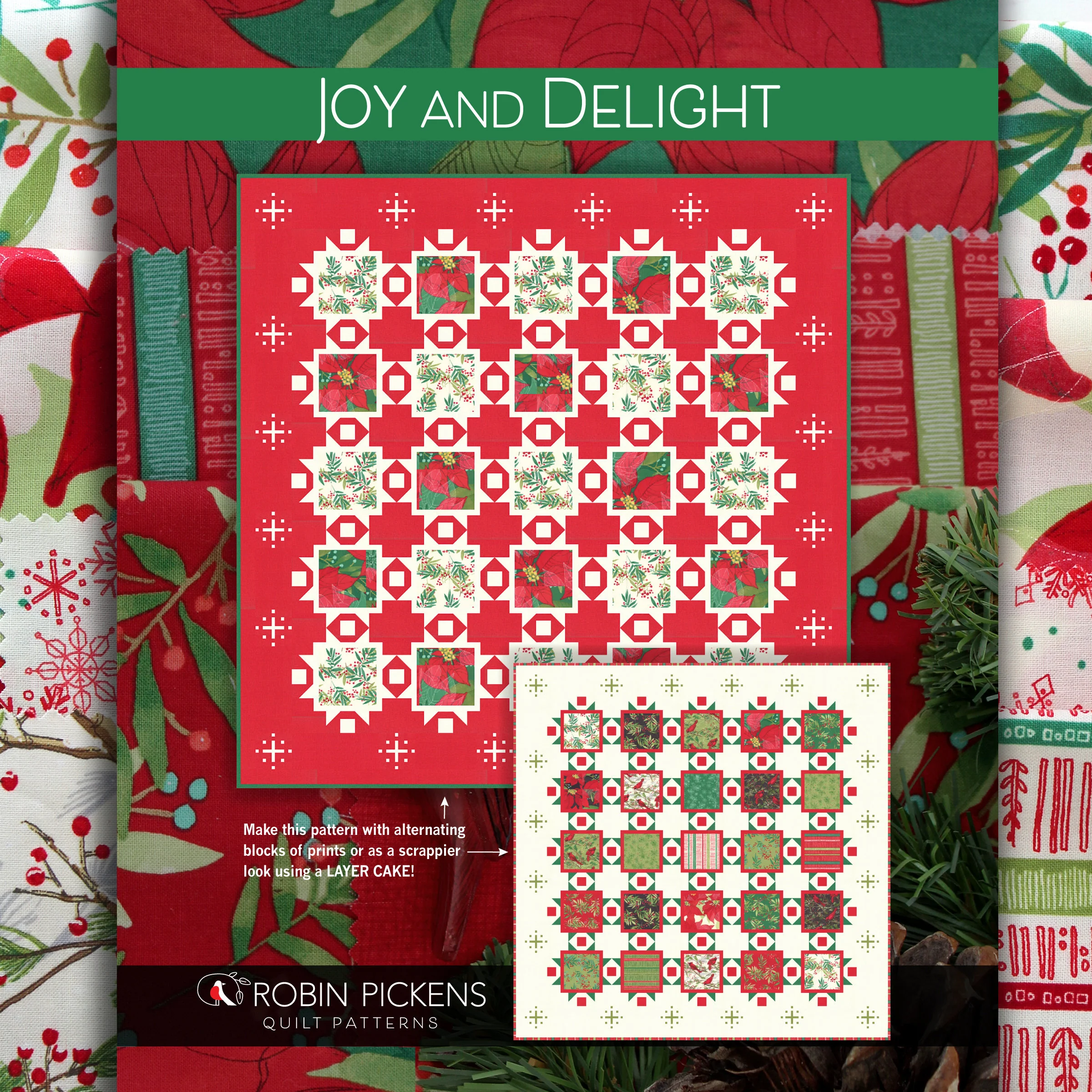 JOY AND DELIGHT Digital Pdf Quilt Pattern by Robin Pickens- layer cake friendly or yardage - Image 6