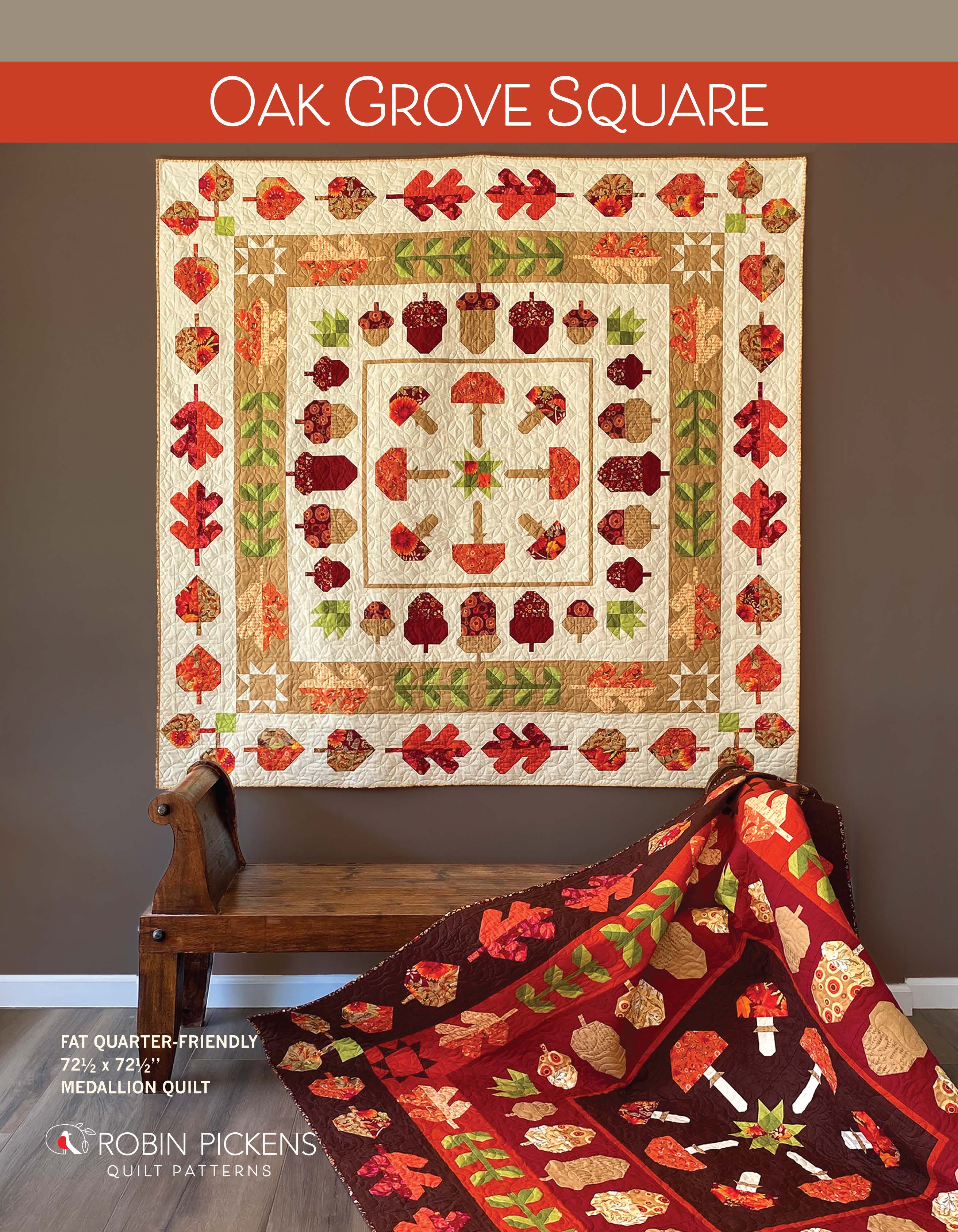 OAK GROVE SQUARE Medallion Quilt digital PDF pattern - Fat Quarter-friendly