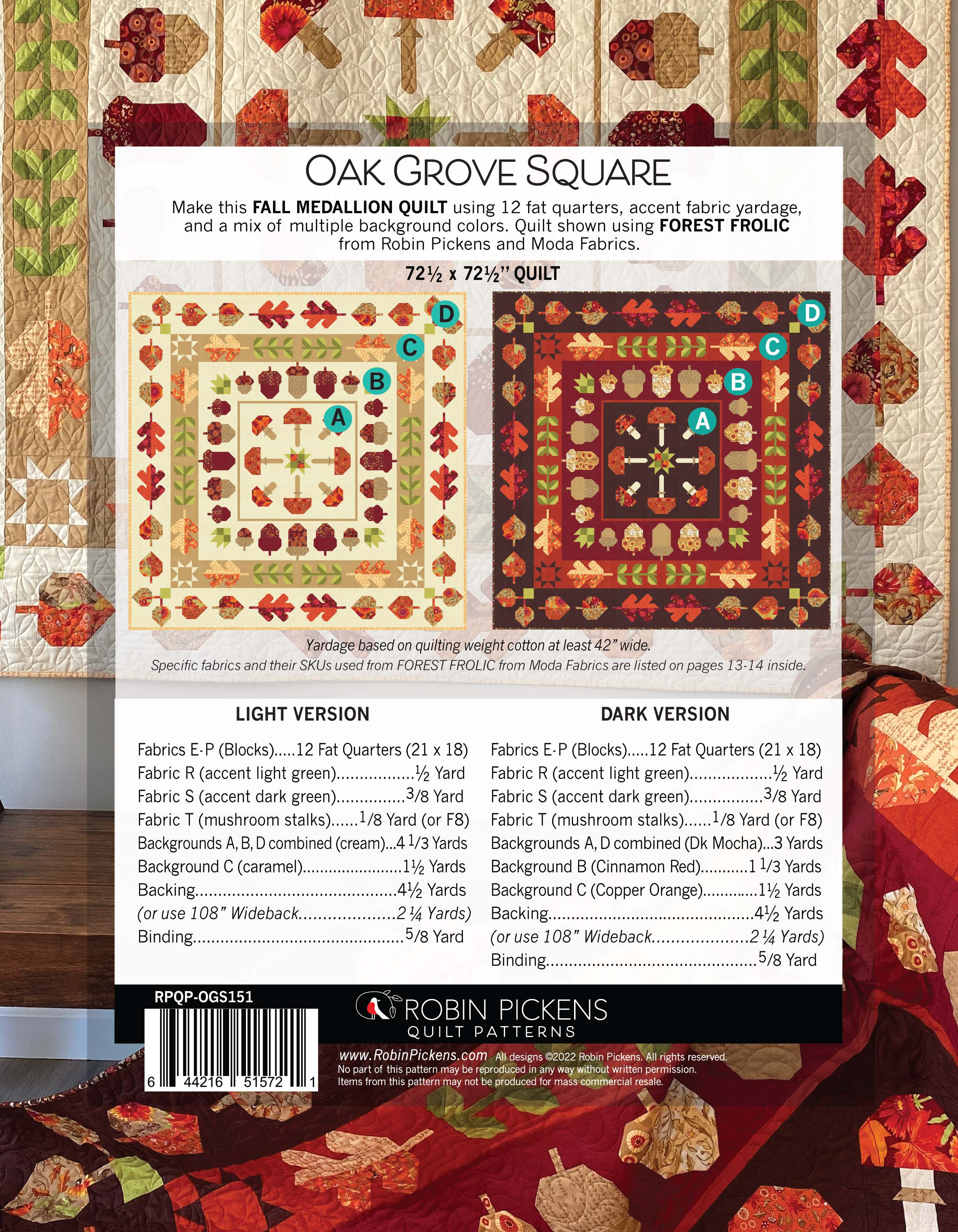 OAK GROVE SQUARE Medallion Quilt digital PDF pattern - Fat Quarter-friendly - Image 2