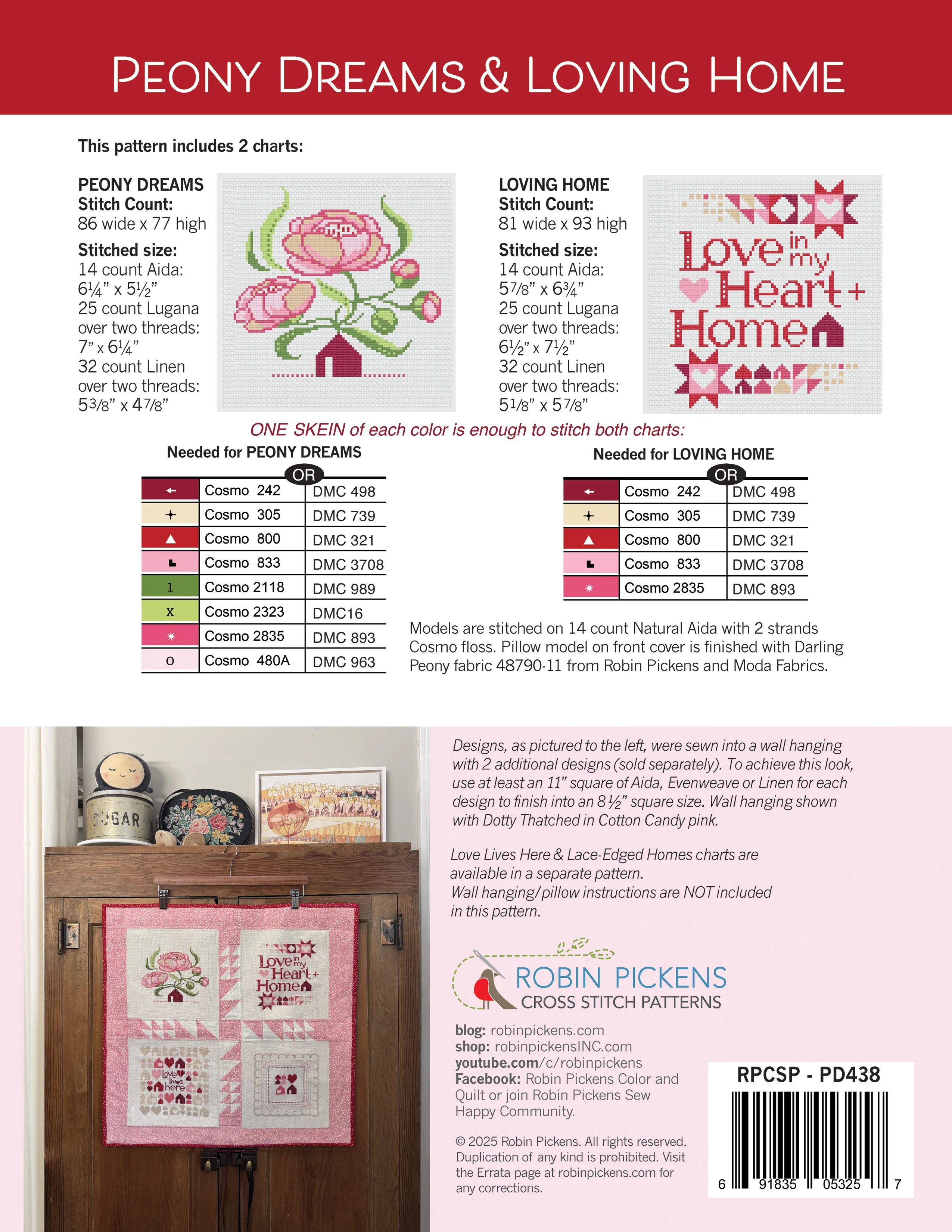 Peony Dreams & Loving Home Cross Stitch PDF Pattern - Image 2