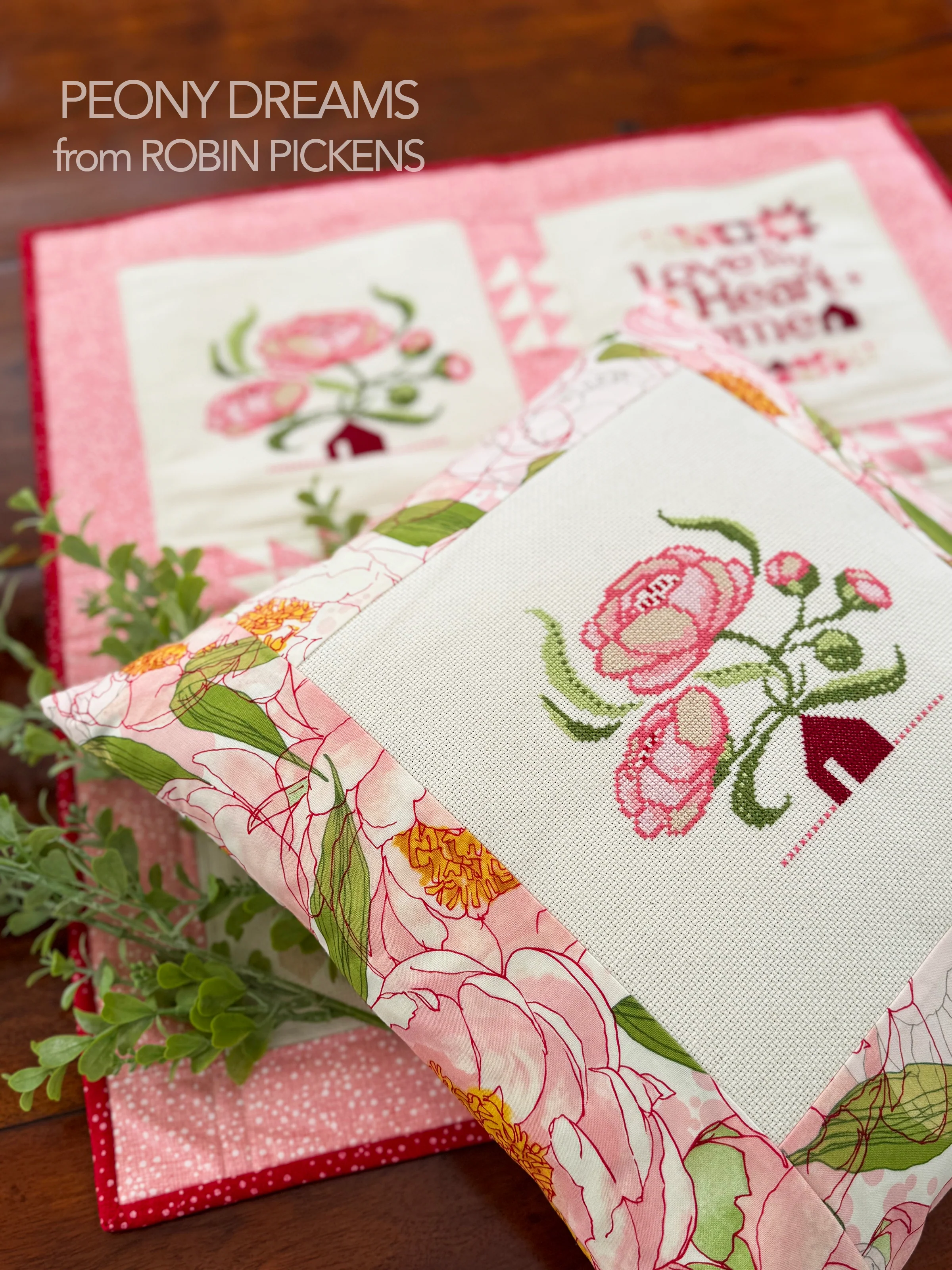 Peony Dreams & Loving Homes Cross Stitch Printed Pattern - Image 3