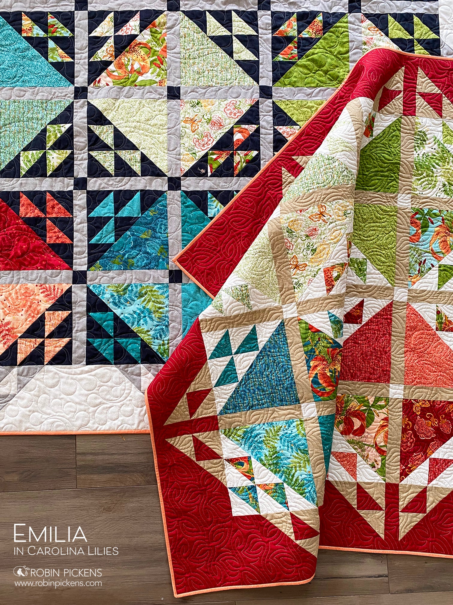 EMILIA Digital PDF Quilt Pattern by Robin Pickens / Layer Cake Precut/Perfect10 Ruler friendly / 76" or 55" square - Image 4