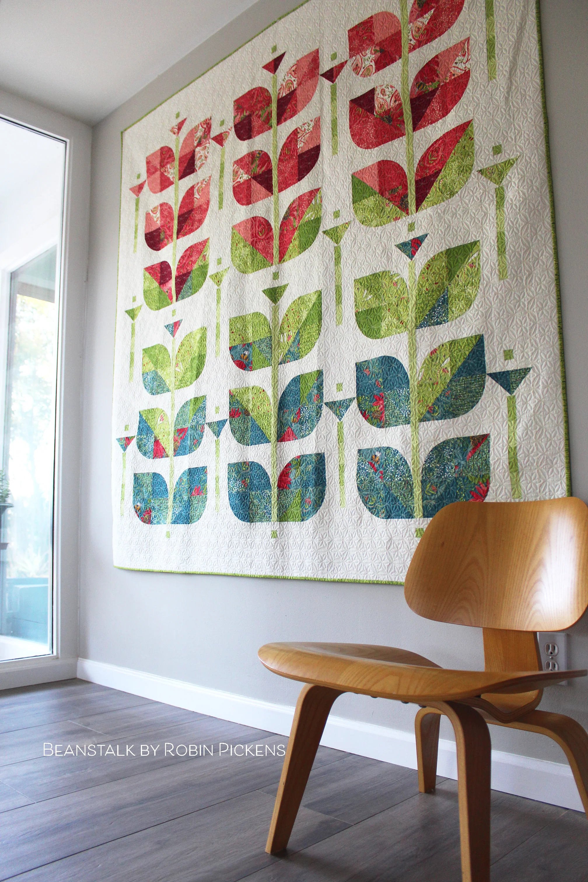 BEANSTALK Digital PDF Quilt Pattern by Robin Pickens/ lap, large square, twin, queen quilt/curved piecing with paper template - Image 3