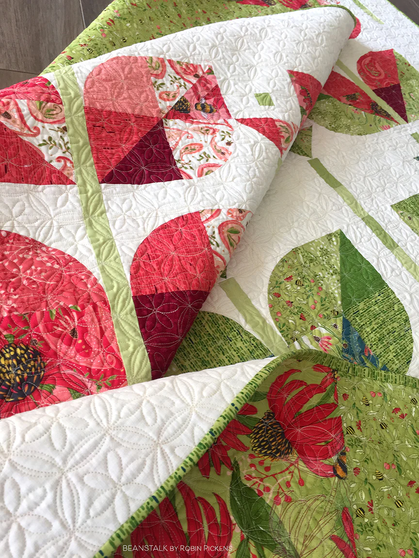BEANSTALK Digital PDF Quilt Pattern by Robin Pickens/ lap, large square, twin, queen quilt/curved piecing with paper template - Image 4
