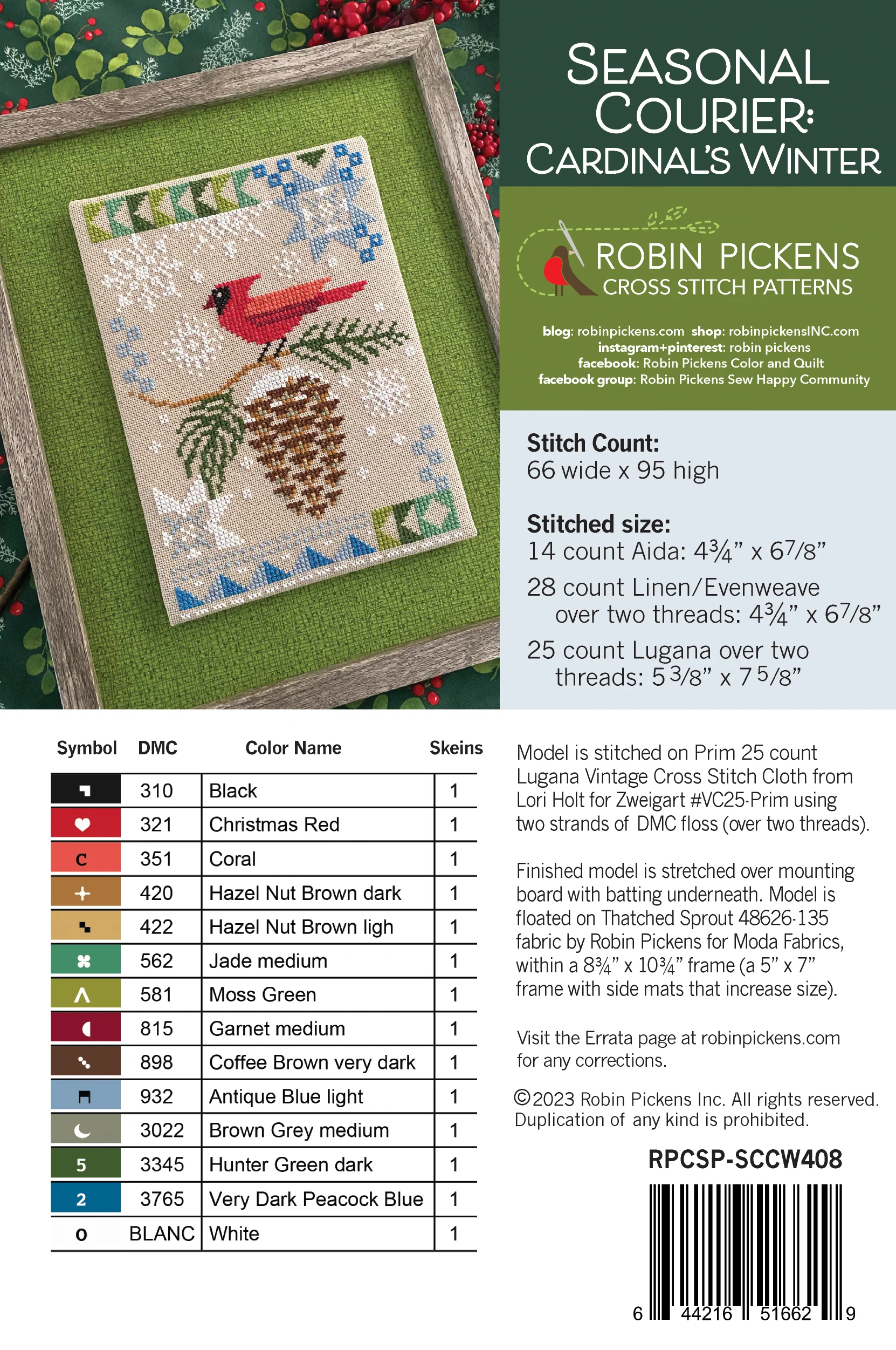 Seasonal Courier: Cardinal's Winter Cross Stitch PDF Pattern - Image 2