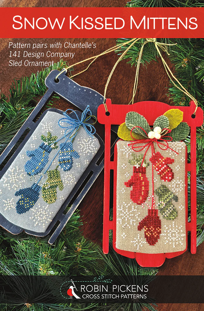 Snow Kissed Mittens cross stitch pattern, printed