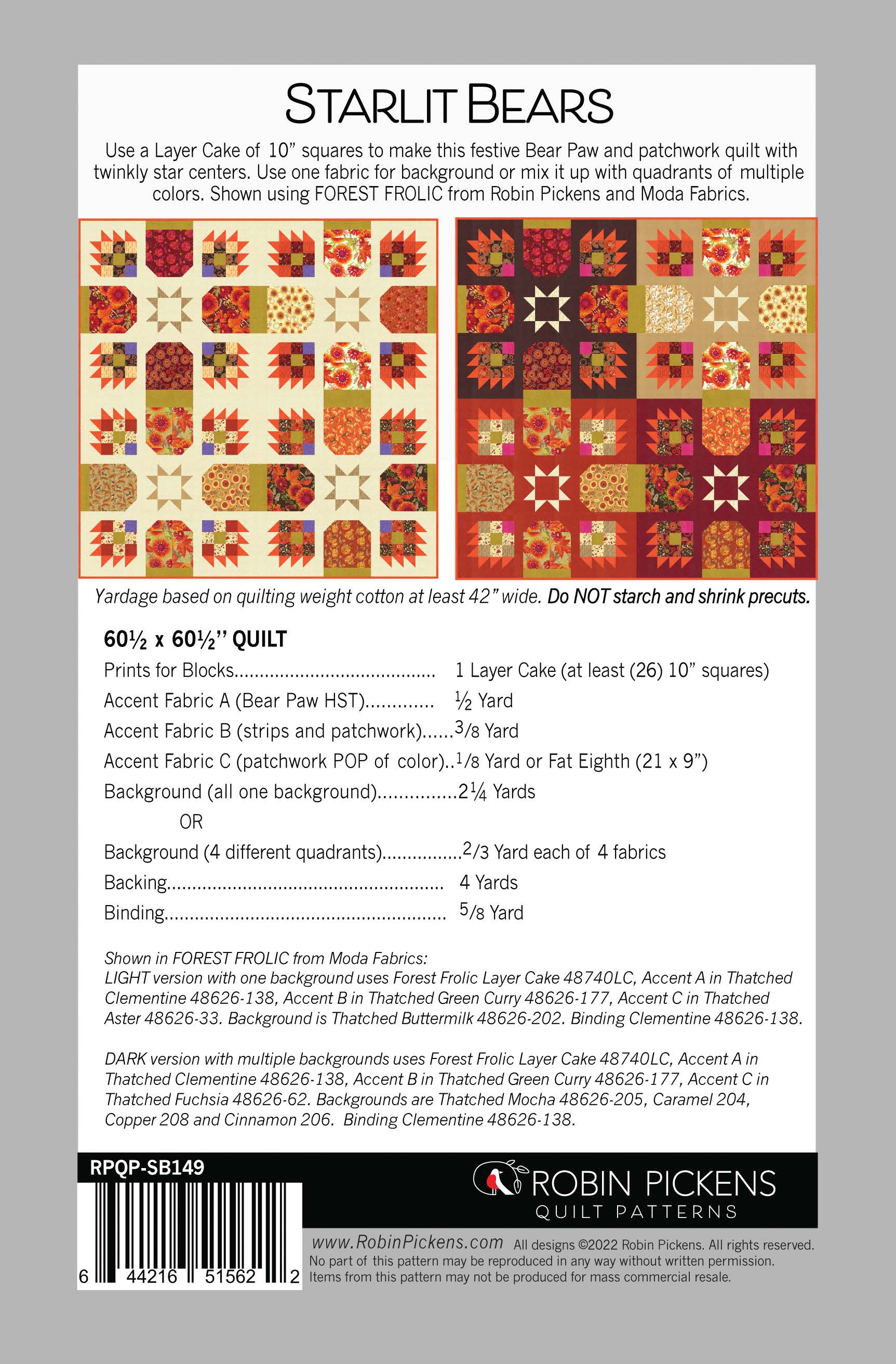 STARLIT BEARS Printed pattern - Layer Cake- friendly - Image 2
