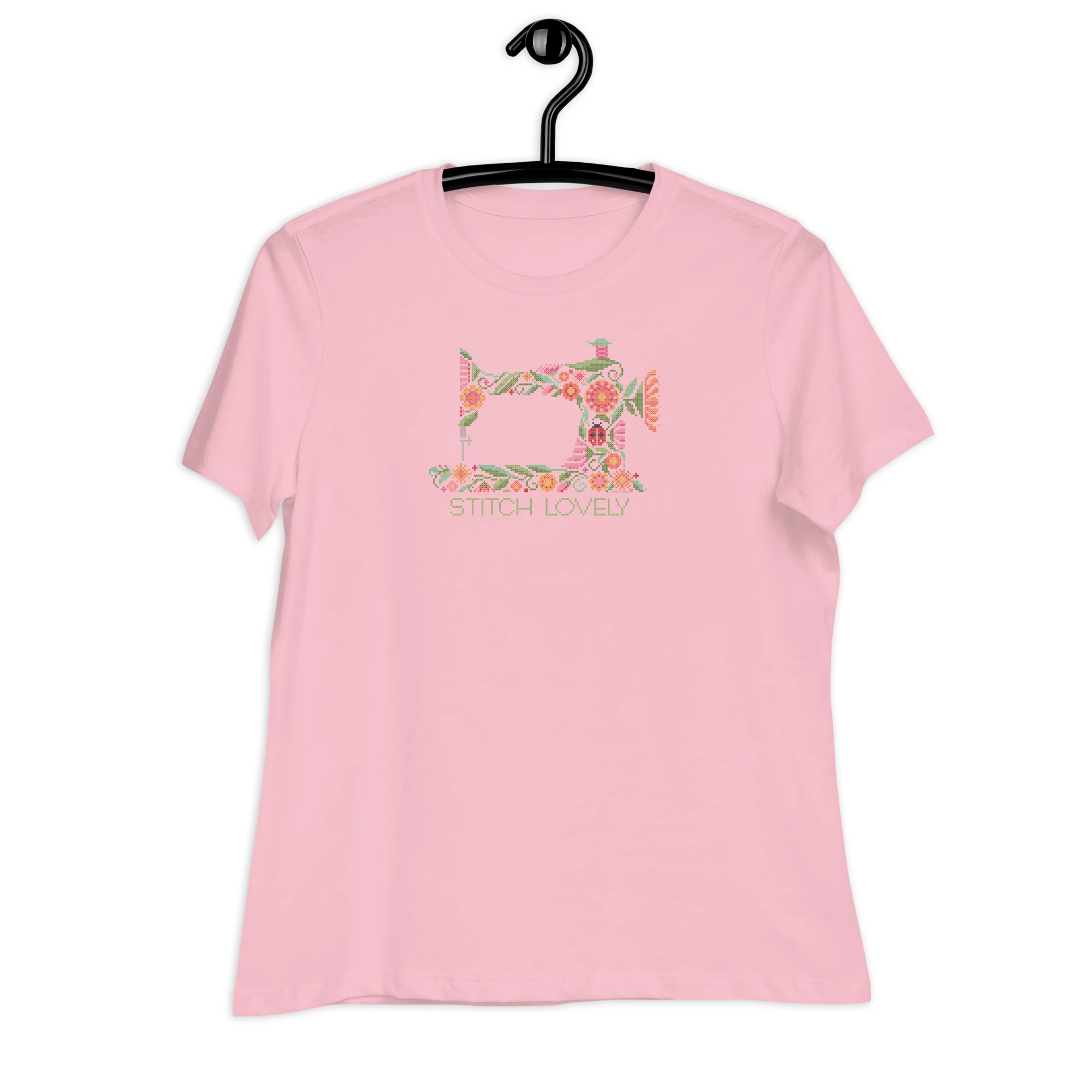 Stitch Lovely Floral Sewing Machine in Cross Stitch Xs Women's Relaxed T-Shirt - Image 4