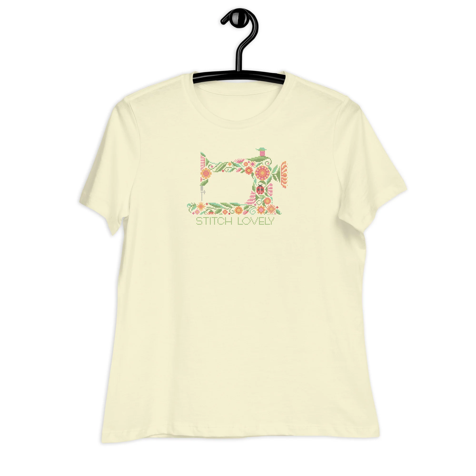 Stitch Lovely Floral Sewing Machine in Cross Stitch Xs Women's Relaxed T-Shirt - Image 6