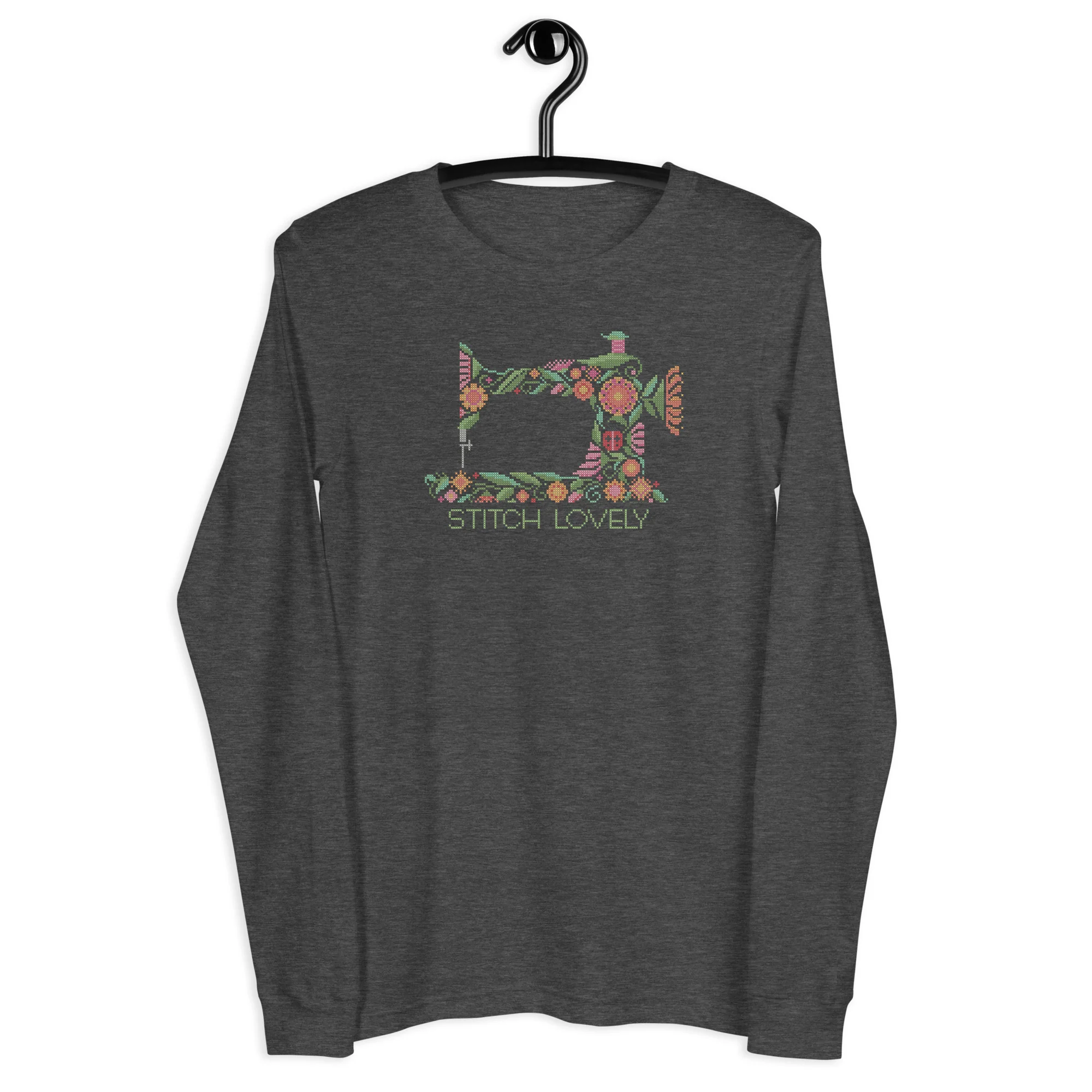 Stitch Lovely Floral Sewing Machine Unisex Long Sleeve Tee - Image 6