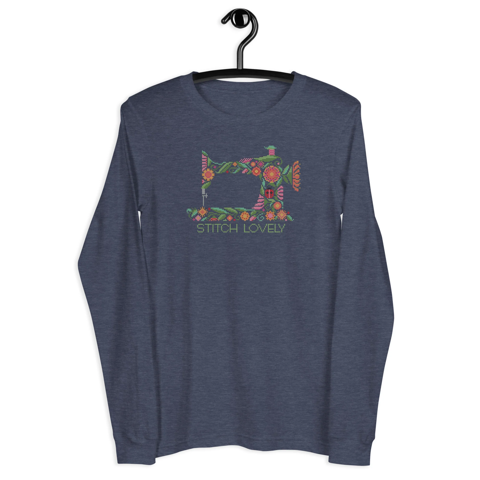 Stitch Lovely Floral Sewing Machine Unisex Long Sleeve Tee - Image 7