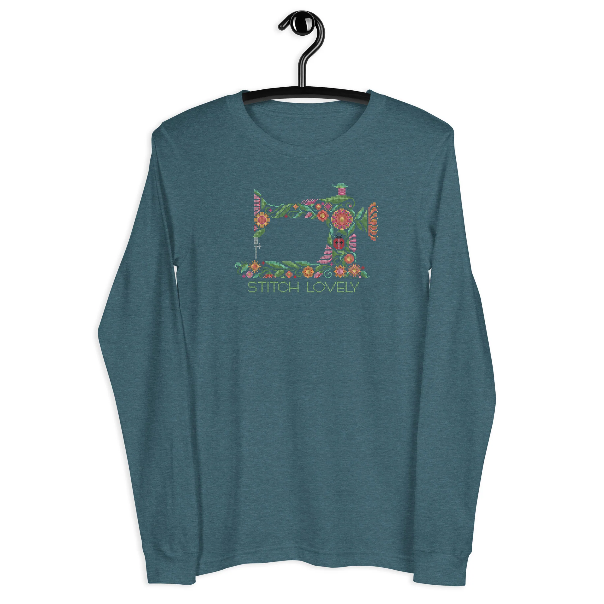 Stitch Lovely Floral Sewing Machine Unisex Long Sleeve Tee - Image 8