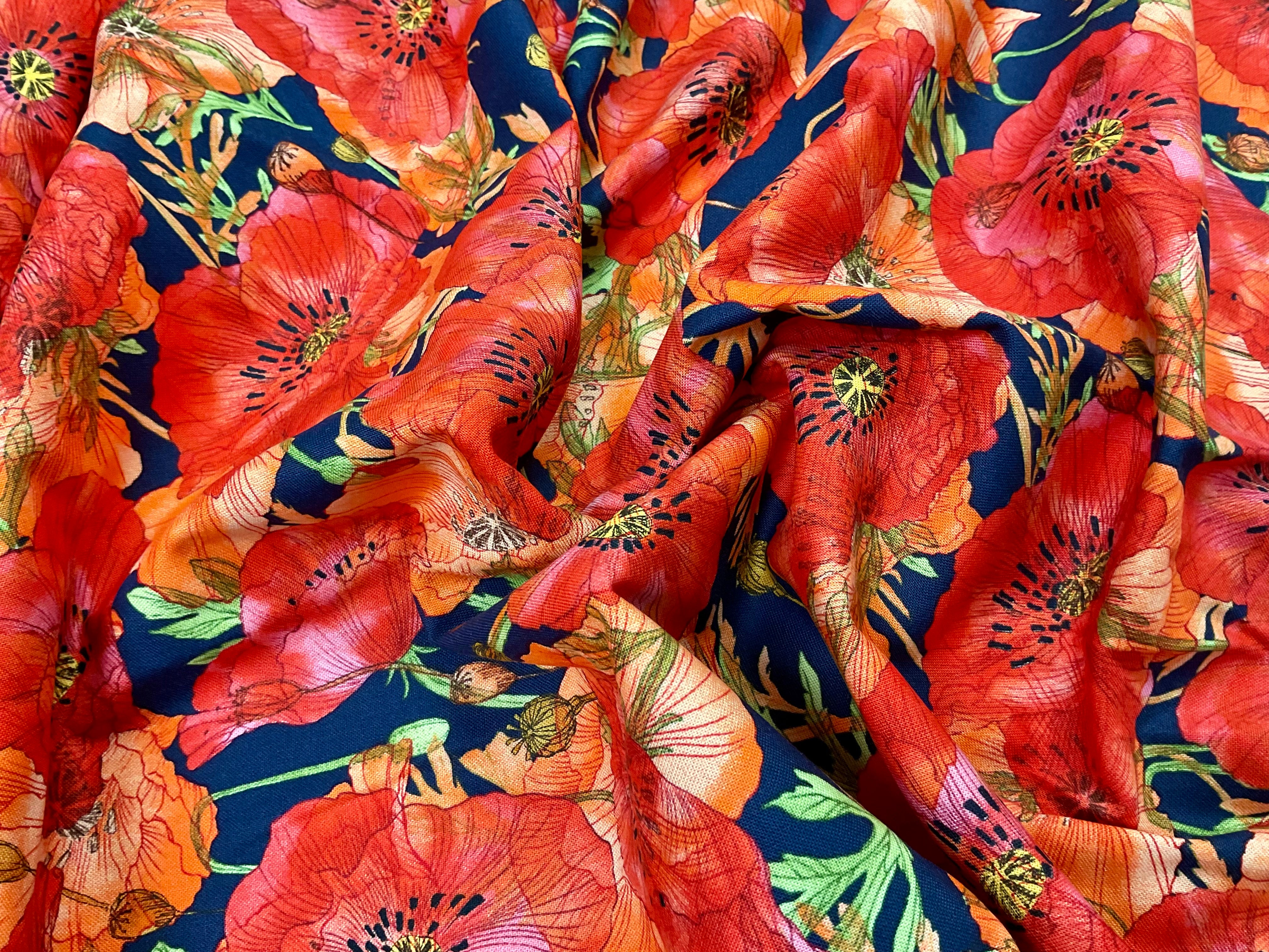 Superbloom Poppy Indigo - by the yard - Image 2