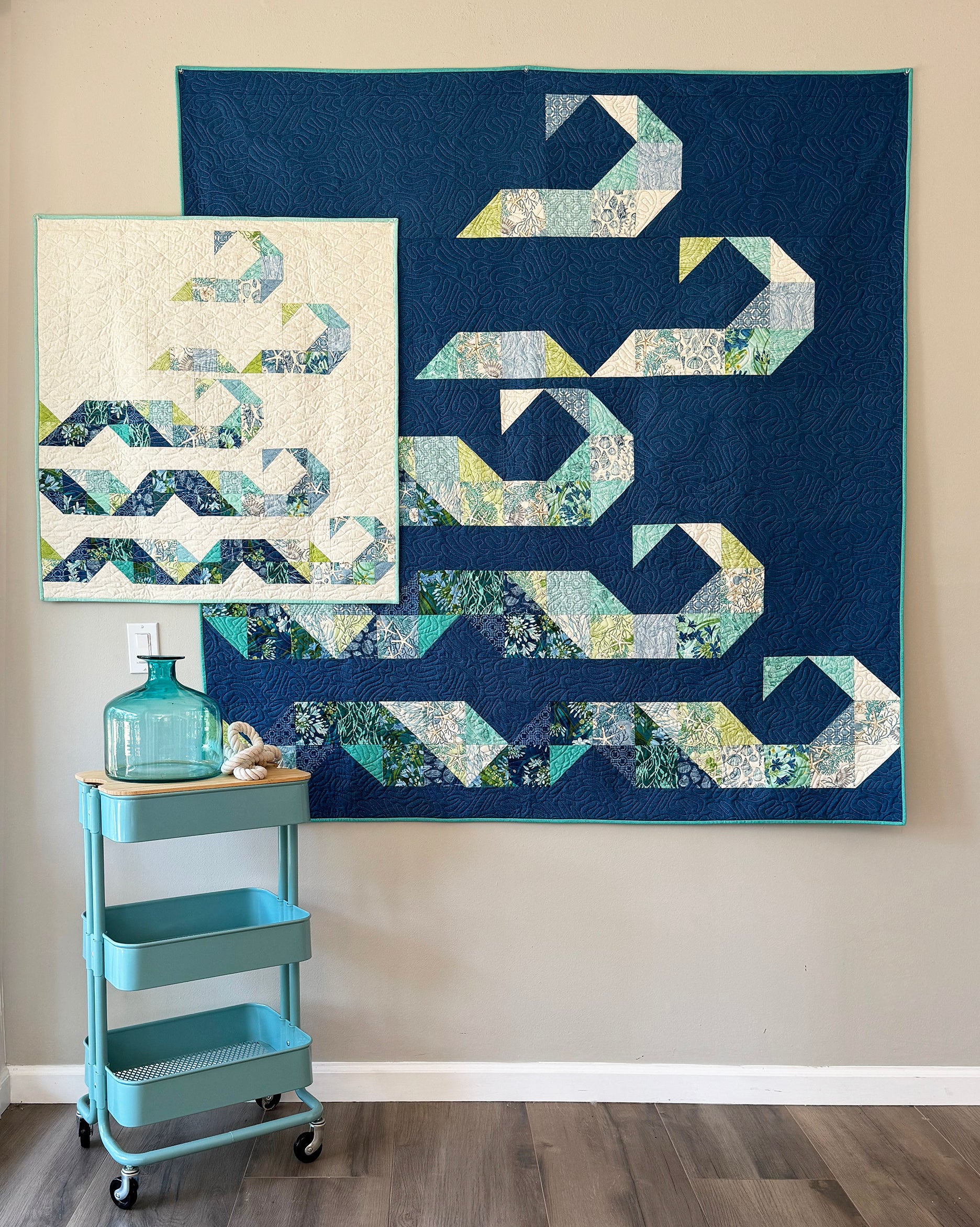 SURF WAVE printed quilt pattern, Large 64 x 66" or Small 32 x 33" - Image 3