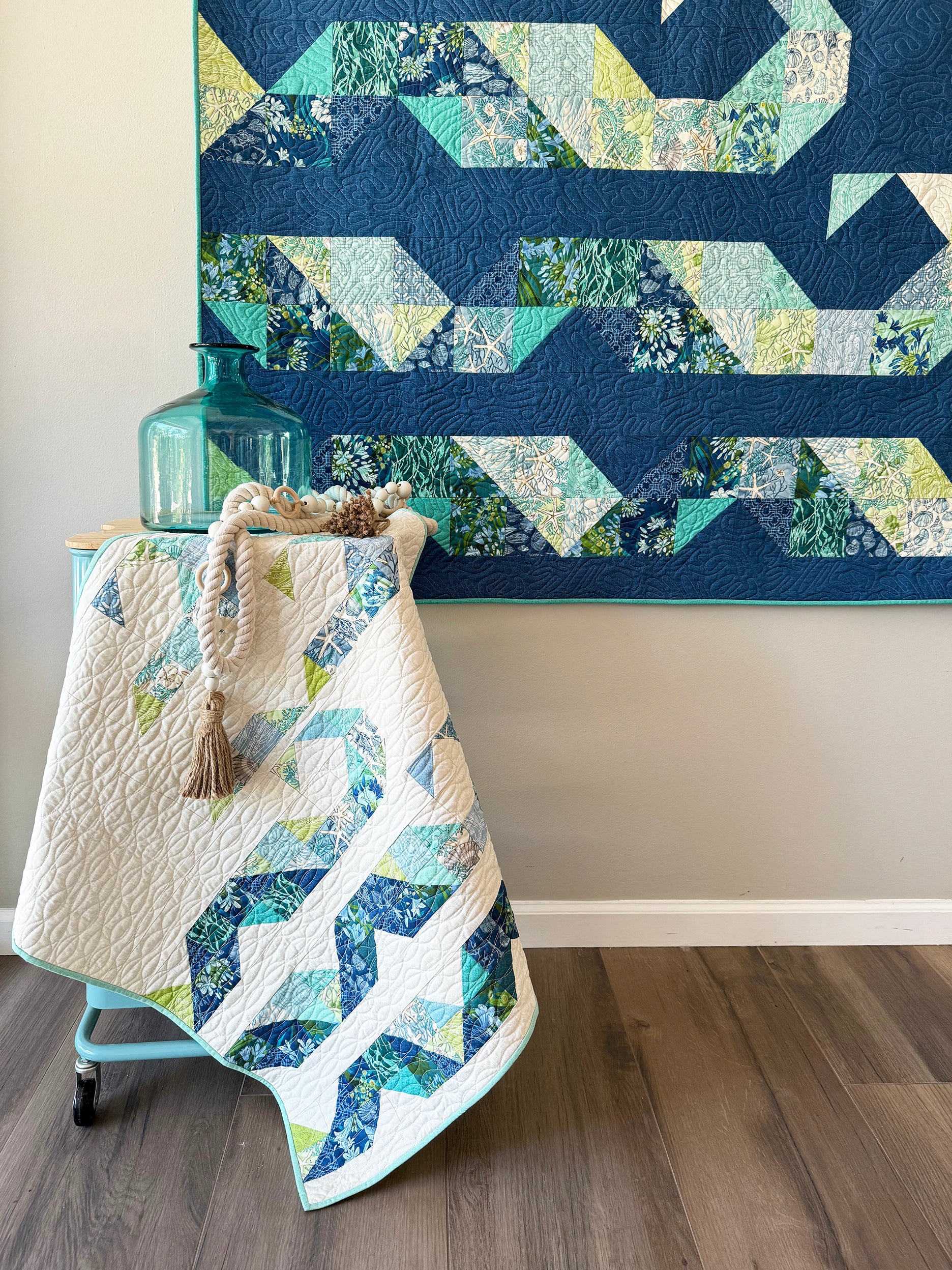 SURF WAVE printed quilt pattern, Large 64 x 66" or Small 32 x 33" - Image 4