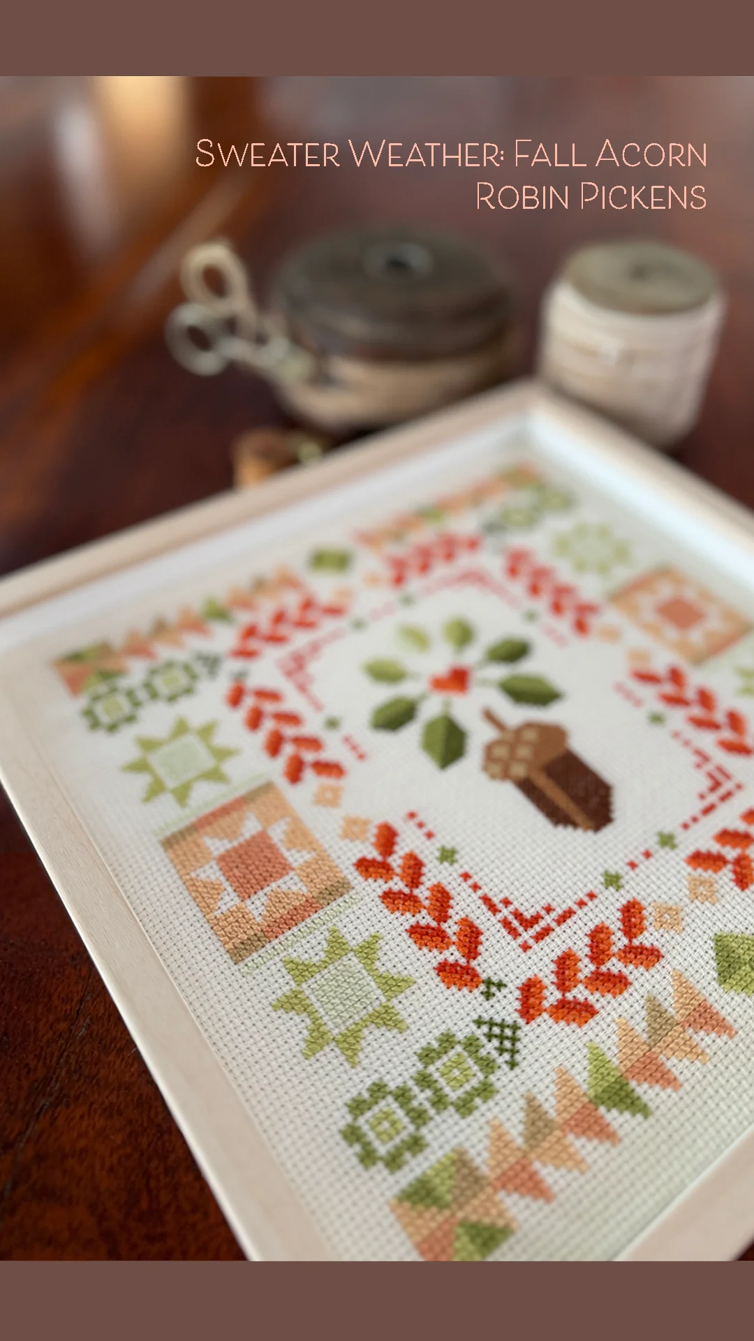 Sweater Weather Fall Acorn Cross Stitch PRINTED Pattern - Image 3