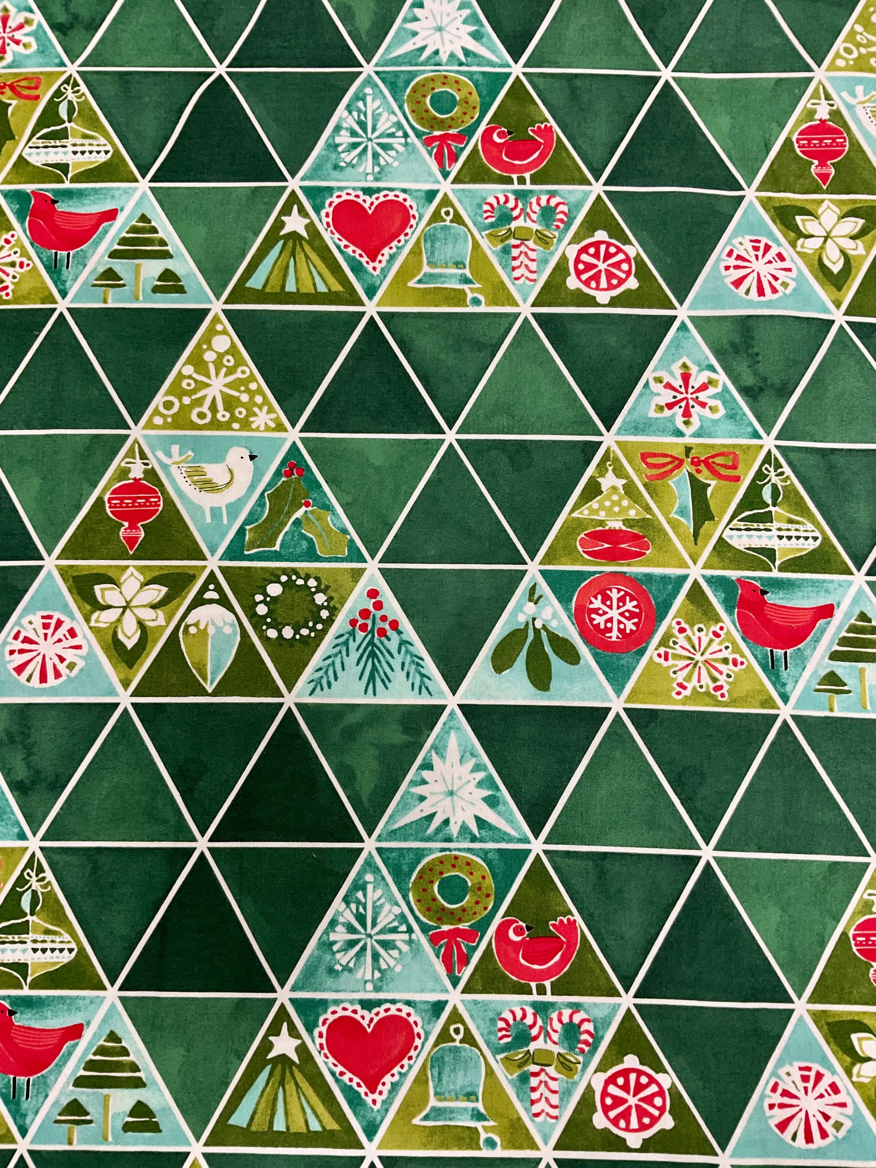 Winterly Spruce Christmas Tree Mosaic - sold by the 1/2 yard