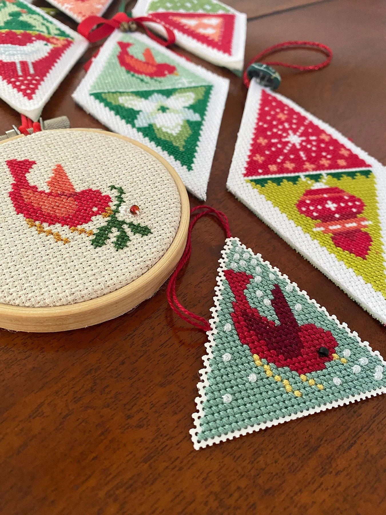 Winterly Twosome Triangle Ornaments Cross Stitch, Printed Pattern Booklet - Image 3