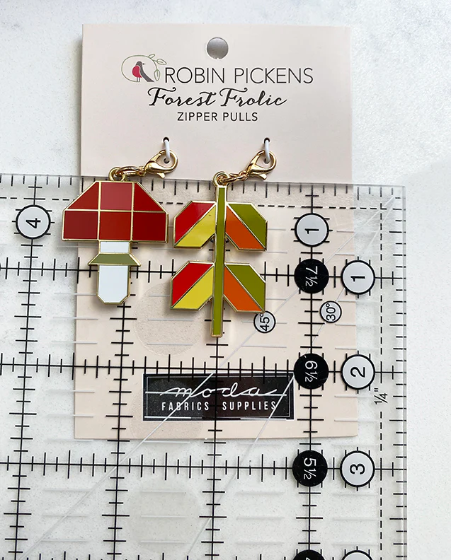 Zipper Pulls- Forest Frolic SET of two PAIRS: acorn/oak leaf and mushroom/leaf stalk - Image 3